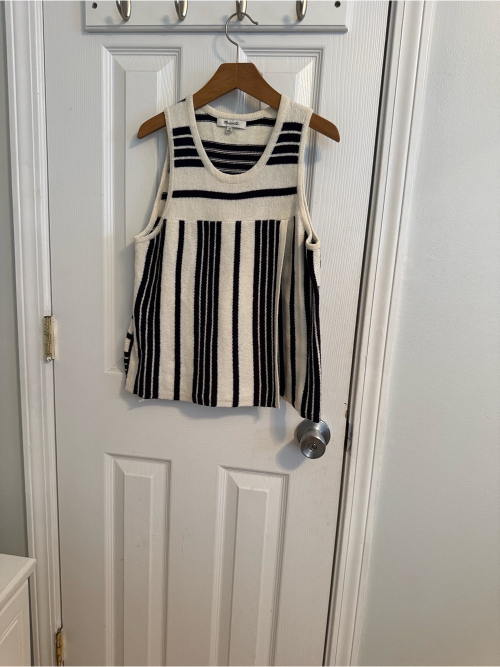 Madewell Striped Sweater Sleeveless Top - Navy & White